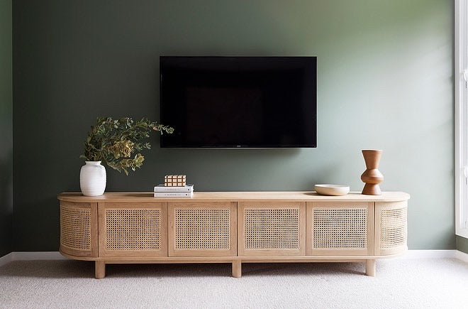 Curved timber furniture with soft rounded edges styled in a relaxed contemporary interior by Magnolia Lane