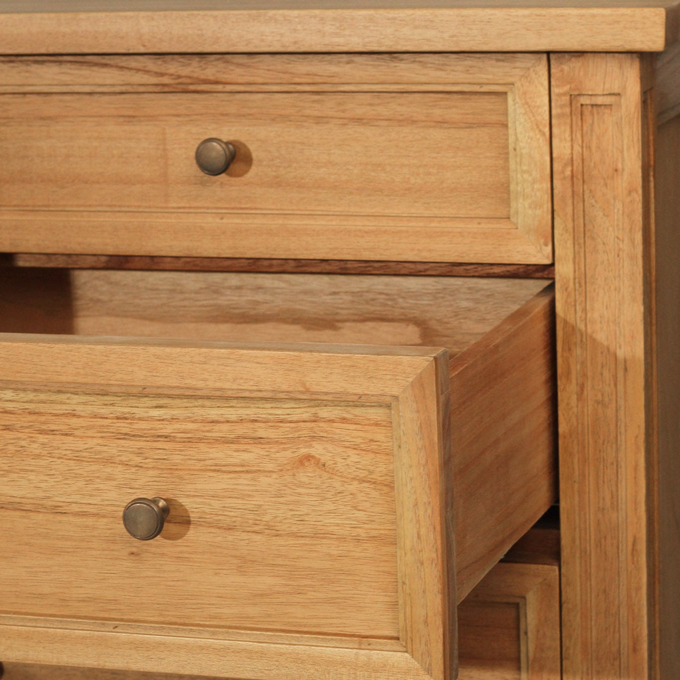 Whitsunday 13 drawer dresser in weathered oak showing drawer detail and timber grain