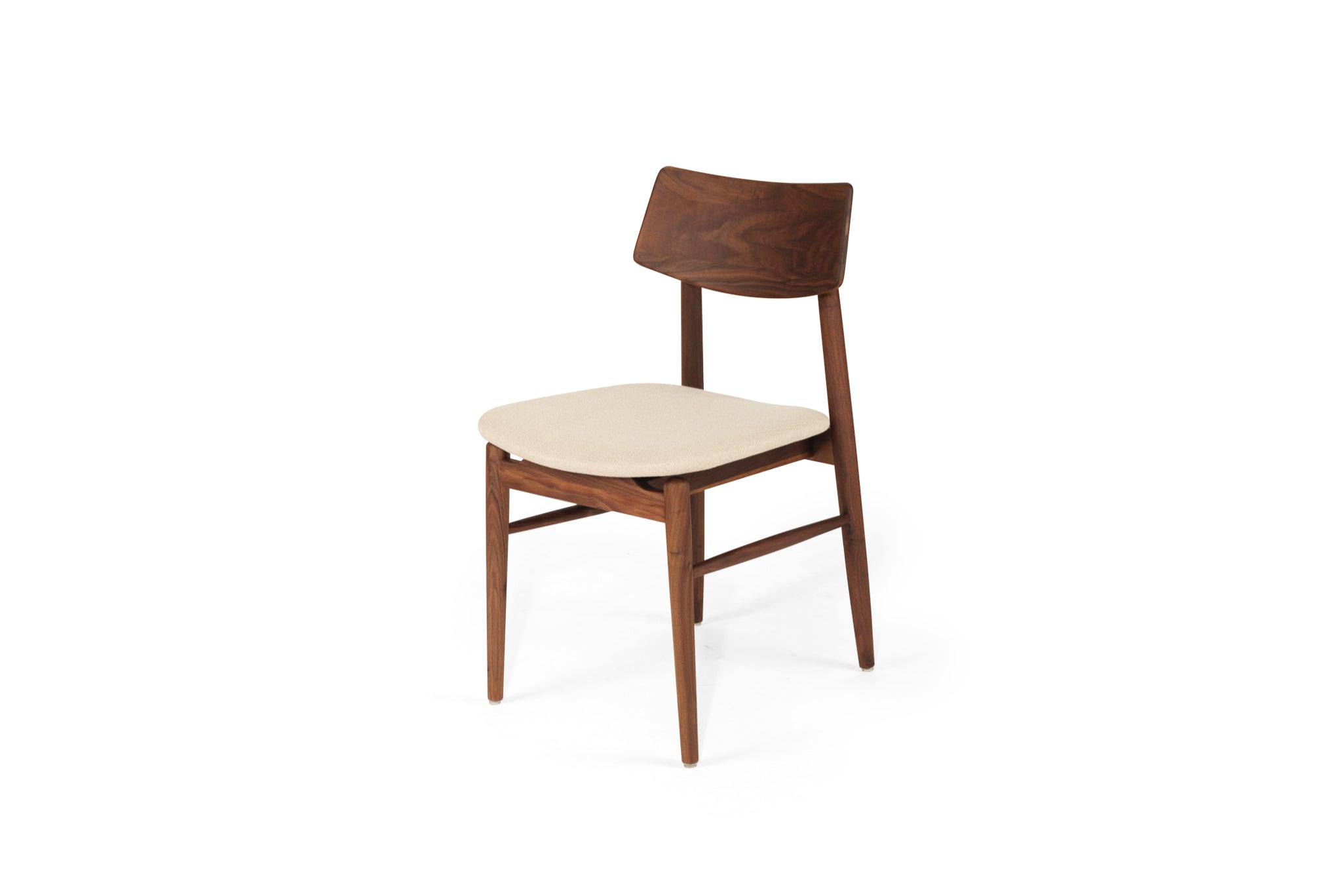 Beautifully crafted dining chair in a solid black American Walnut Frame with comfortable linen coloured seat cushion. Magnolia Lane modern dining furniture 3
