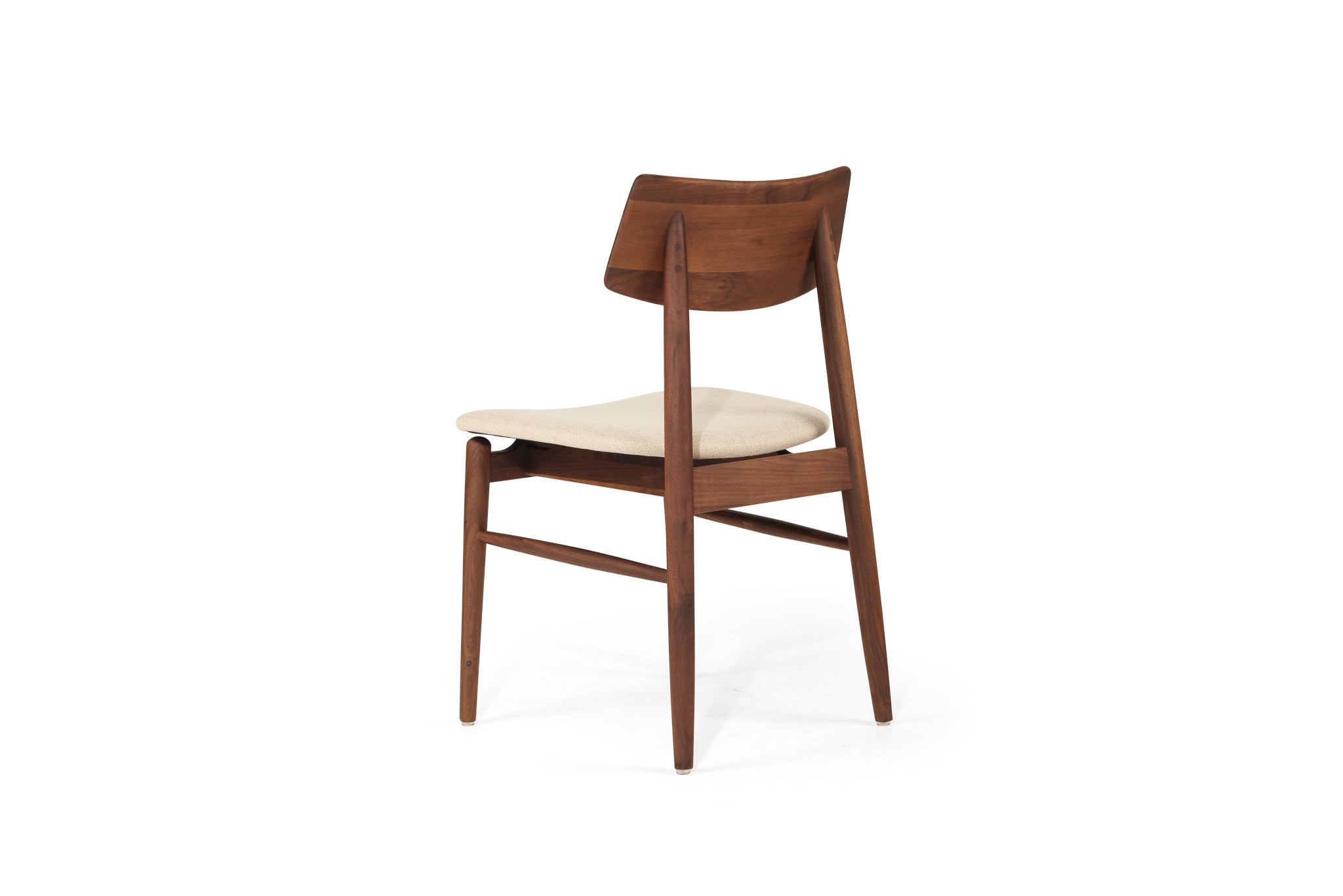 Beautifully crafted dining chair in a solid black American Walnut Frame with comfortable linen coloured seat cushion. Magnolia Lane modern dining furniture 5