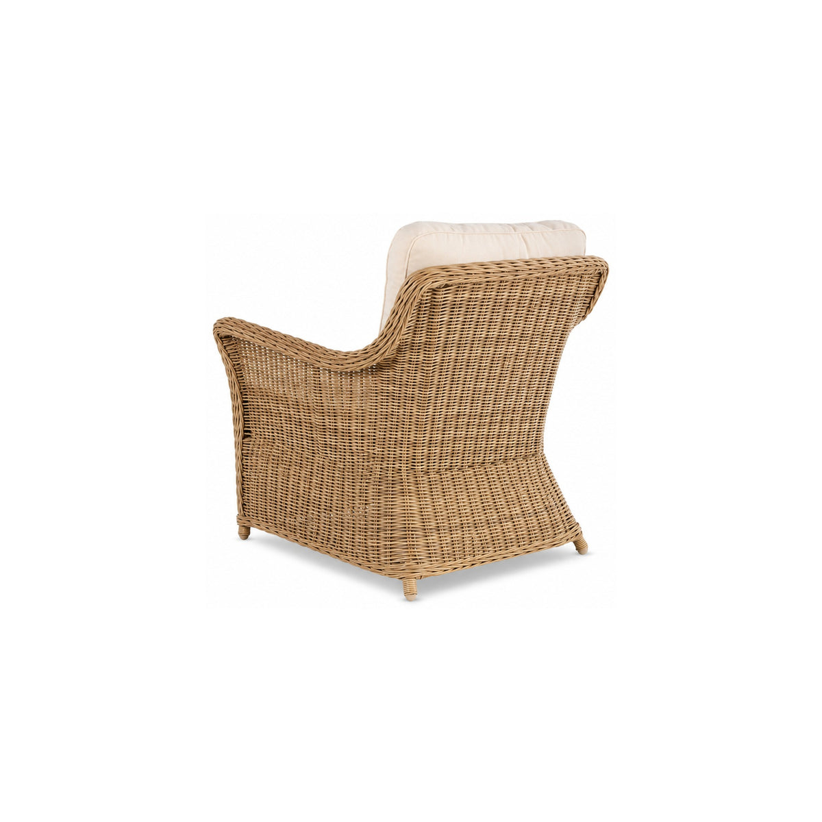 Ashford outdoor lounge chair in Natural, rear angled view showing the woven back and sides