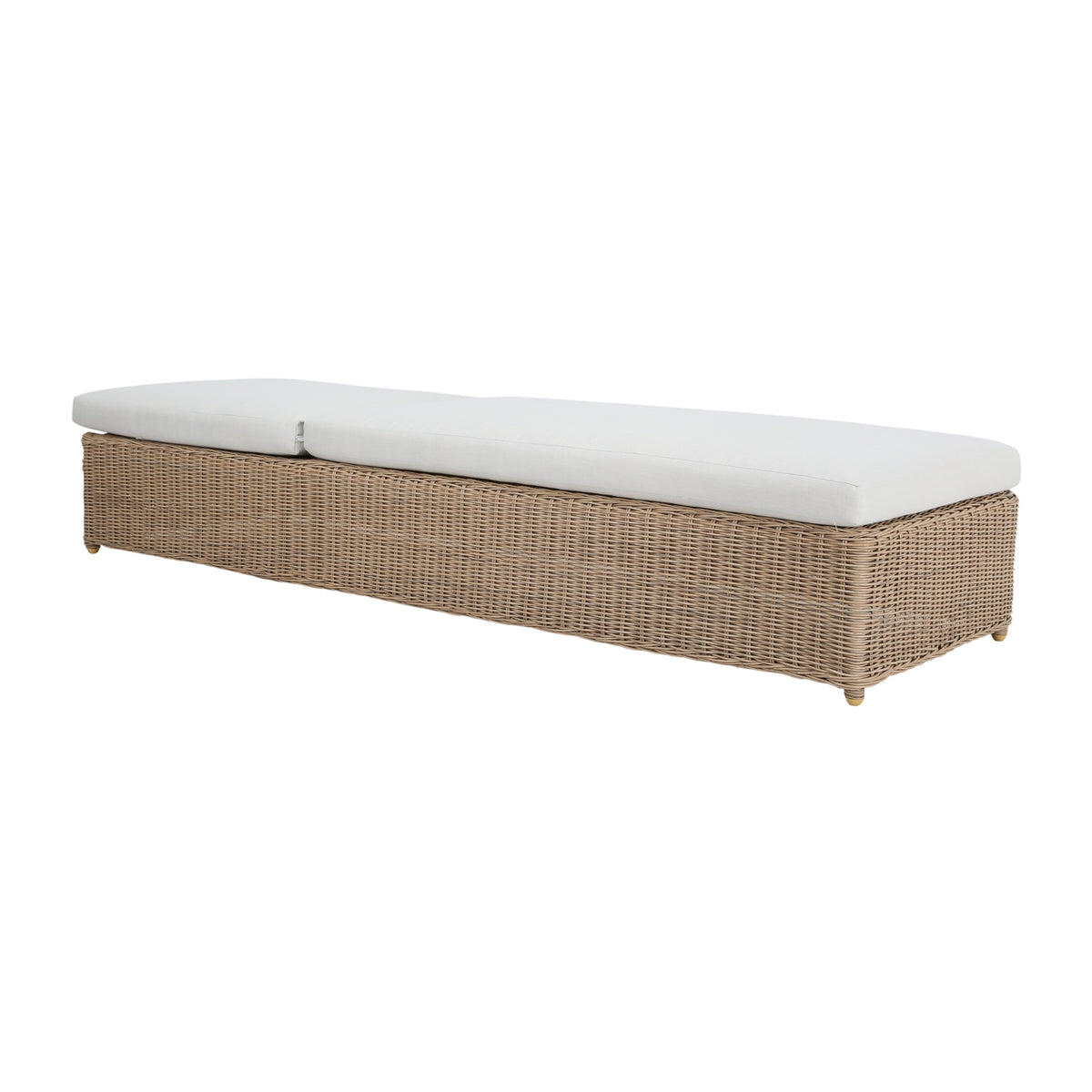 Ashford outdoor sun lounger in Natural, angled view with the backrest flat