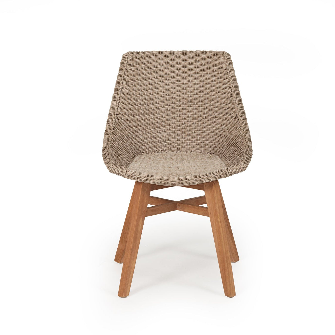 Beach House Outdoor Dining Chair in Mushroom Viro cord with solid teak frame, front view no cushion