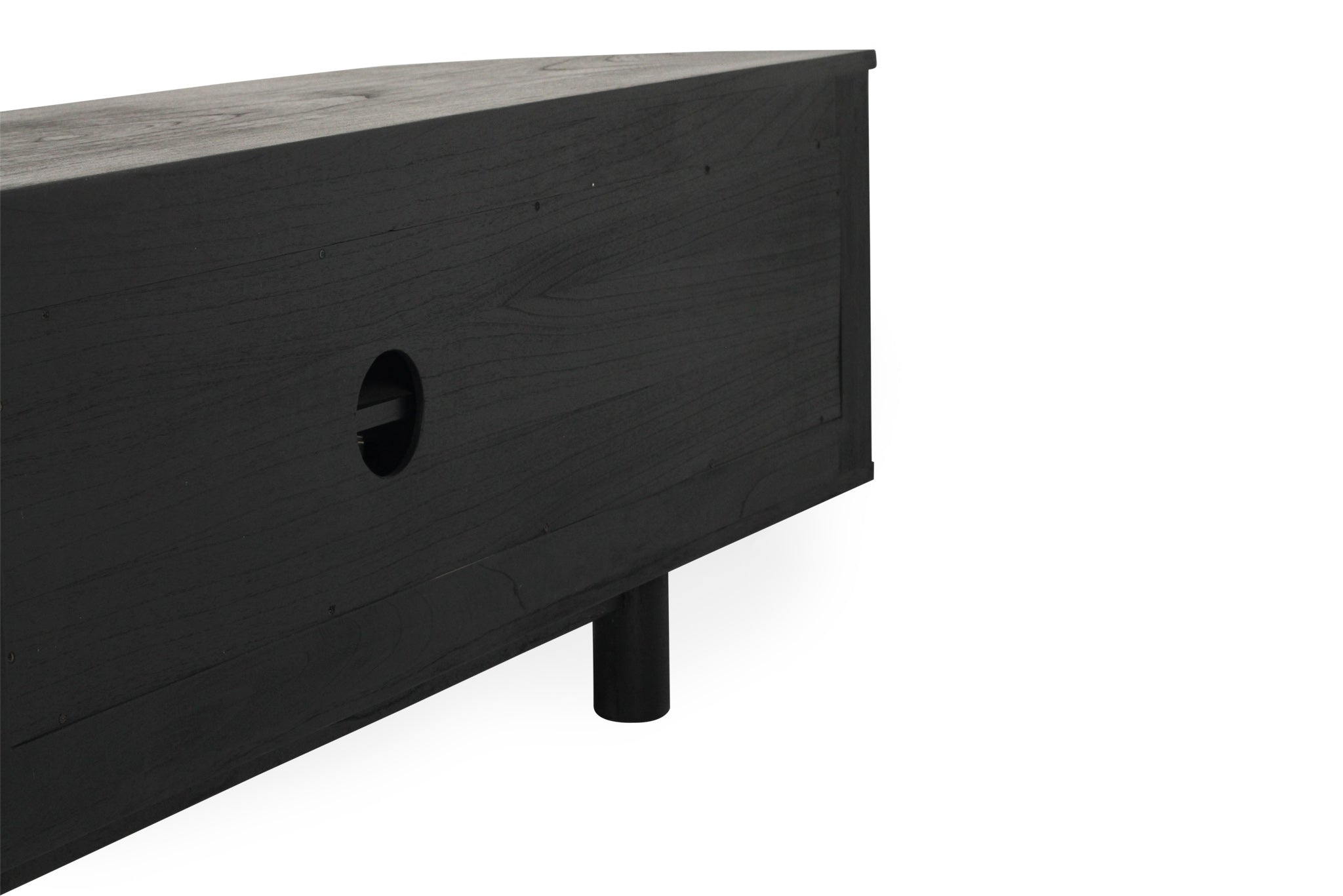 Beach Six Door Entertainment Unit in black with curved edges – a modern, streamlined cabinet ideal for media storage and contemporary living rooms - view of back