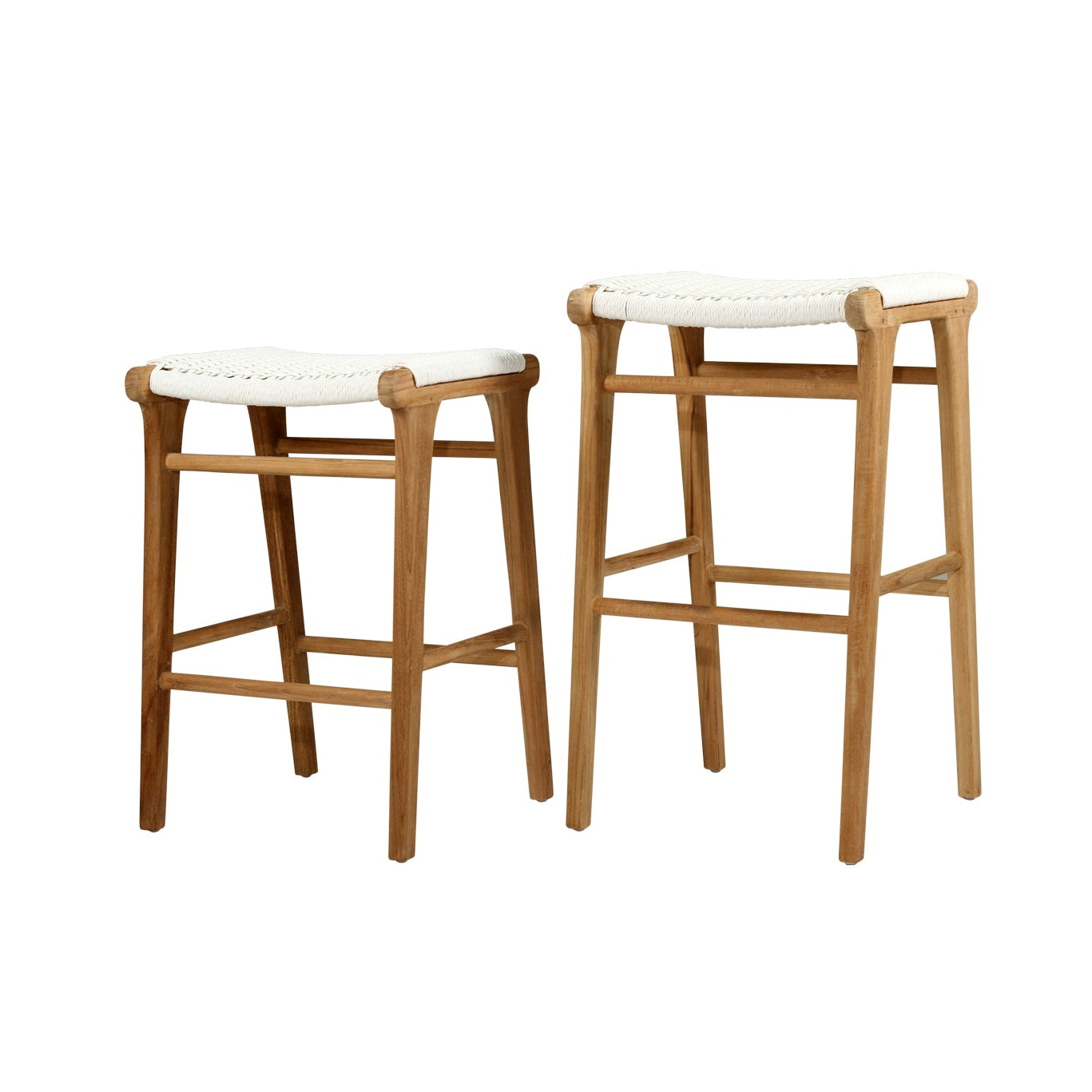Counter and bar side by side - Cable Beach backless counter stool in natural teak