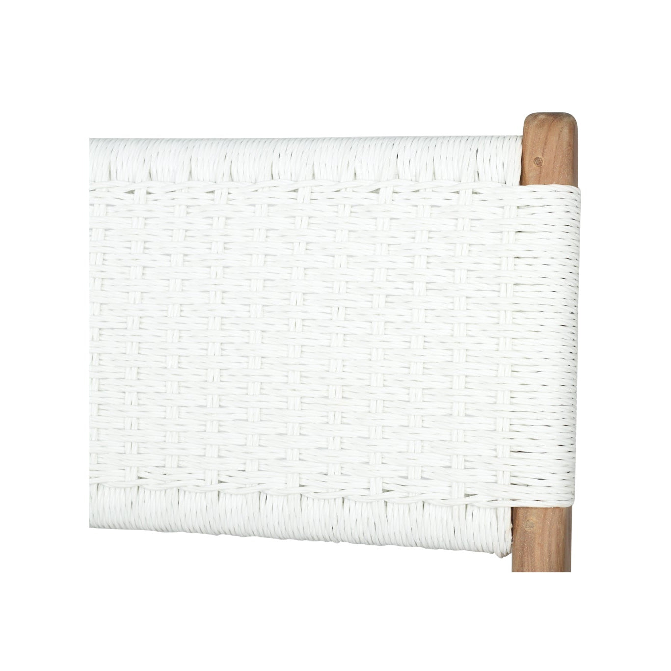Close-up of white close weave Viro cord detailing on Cable Beach outdoor bar stool