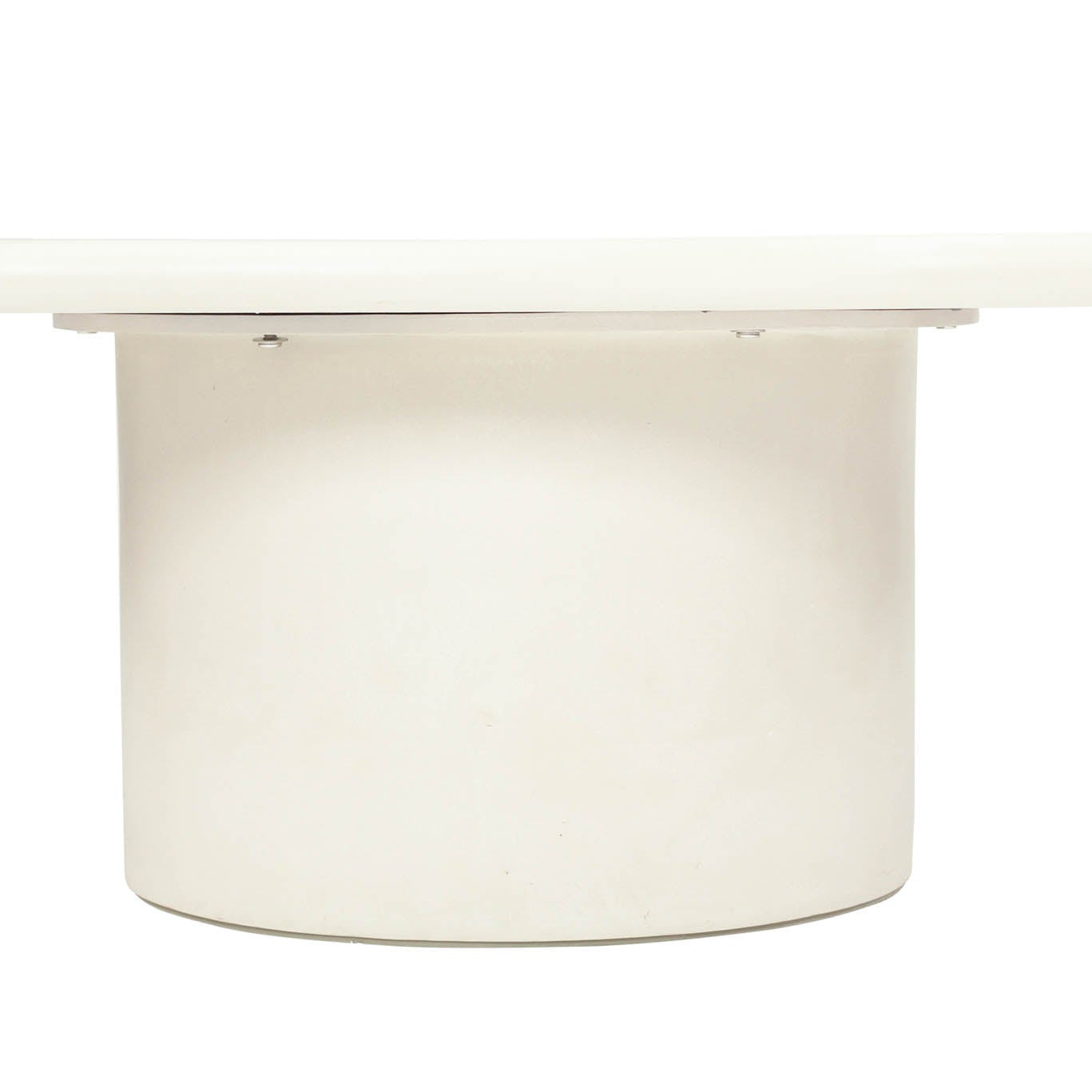 Costa Organic Coffee Tables nested together in 100cm and 120cm sizes with ivory microcement finish - base view.
