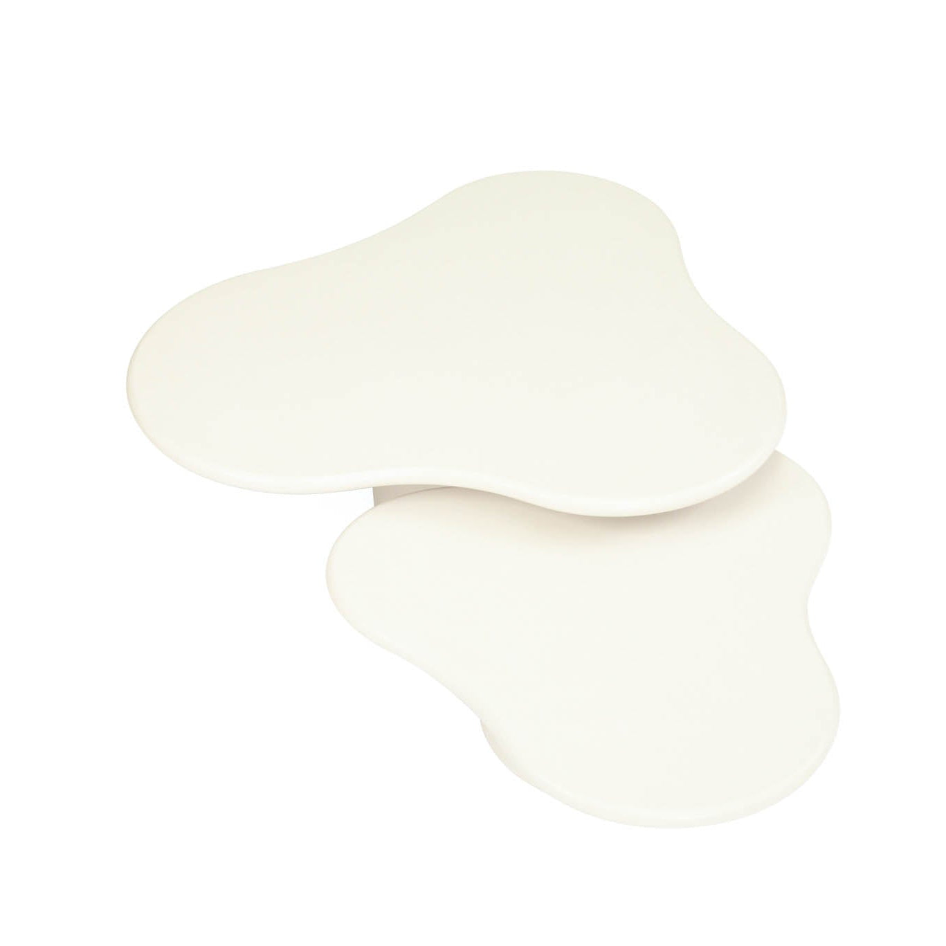 Costa Organic Coffee Tables nested together in 100cm and 120cm sizes with ivory microcement finish - top view.