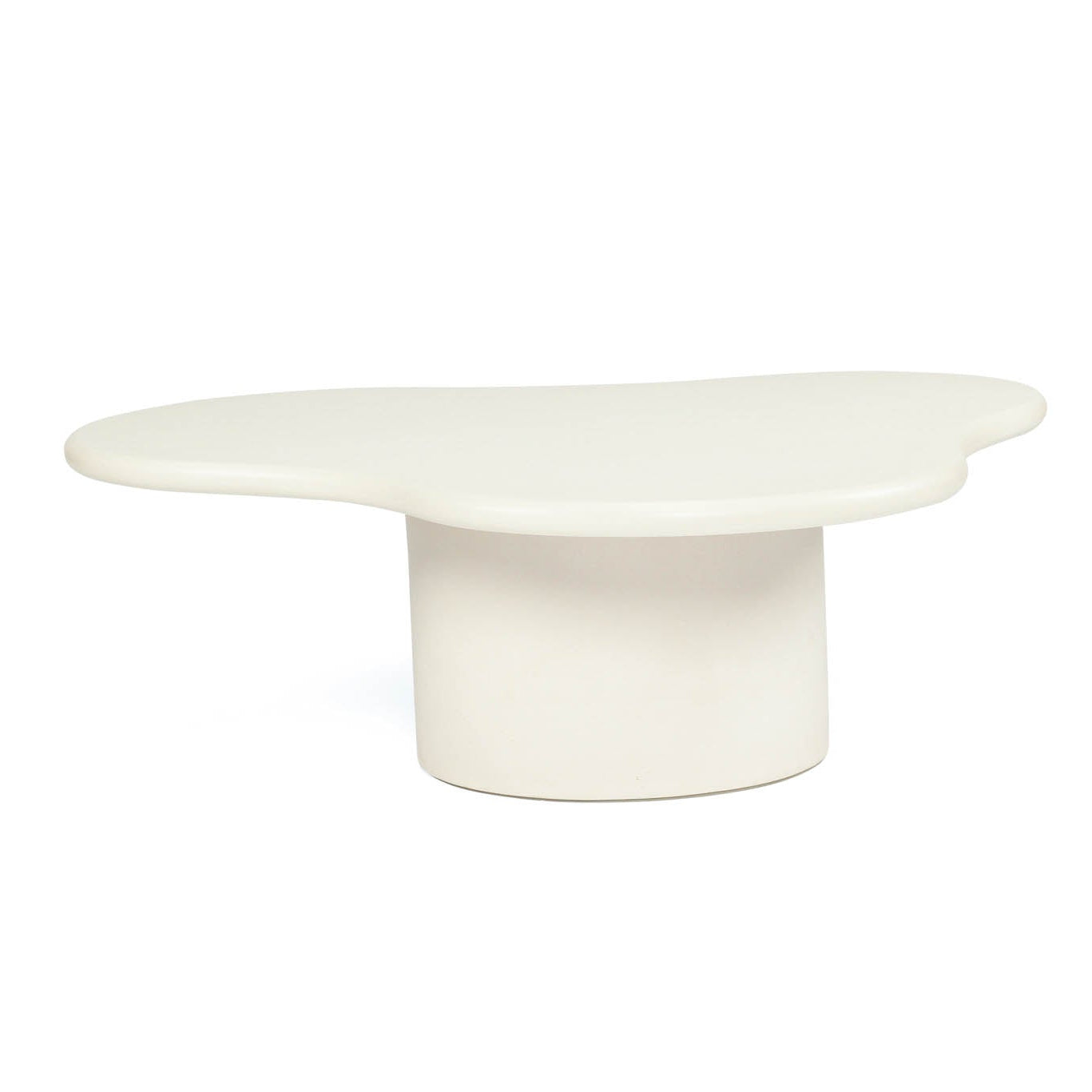Costa Organic Coffee Table in ivory microcement with sculptural organic shape, contemporary living room furniture.