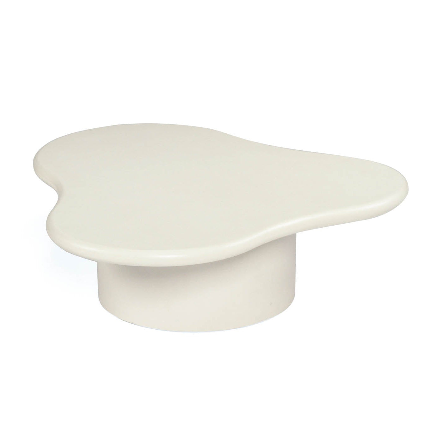 Side view of Costa Organic Coffee Table 100cm in ivory microcement with soft sculptural curves.