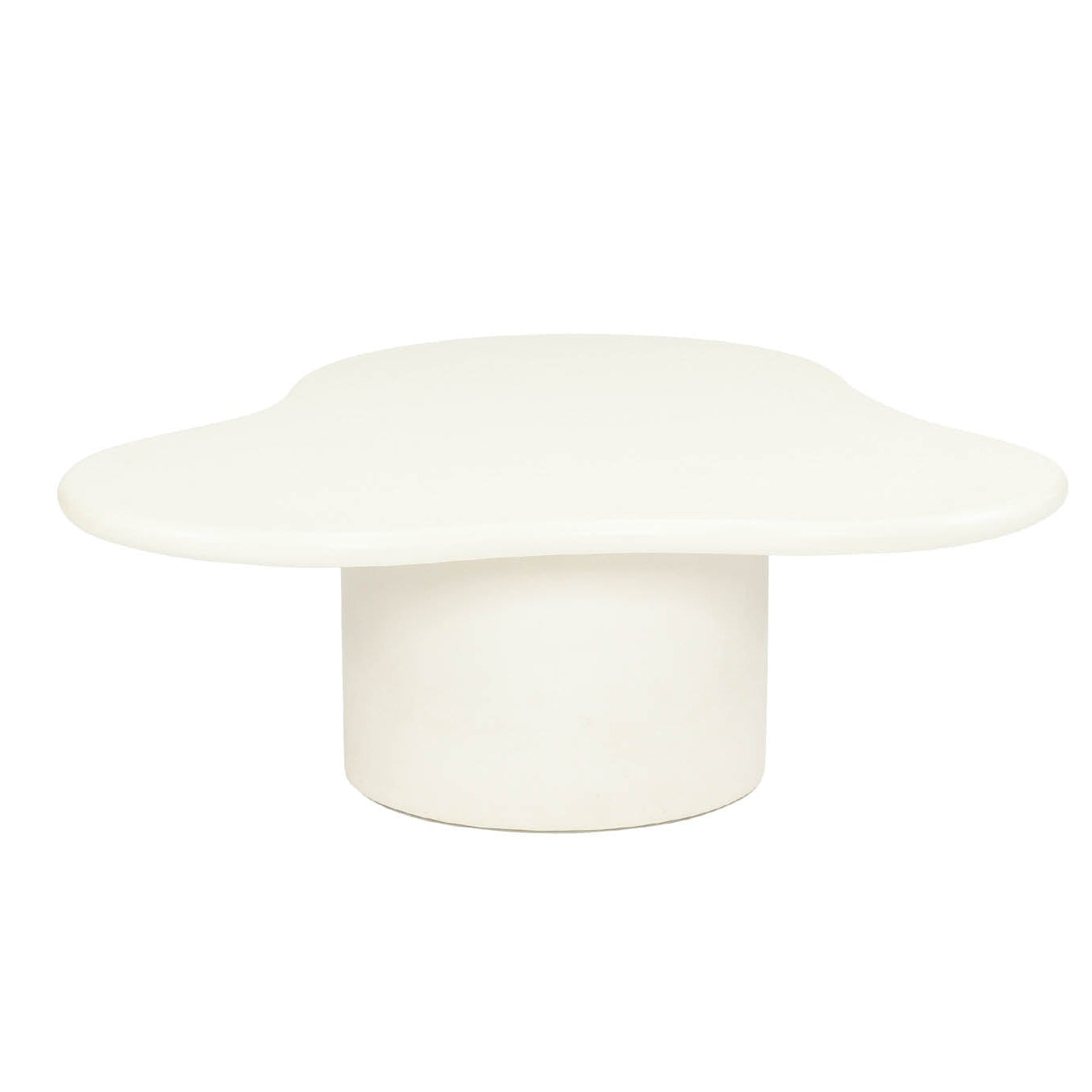 Side view of Costa Organic Coffee Table in ivory microcement with organic contemporary design.