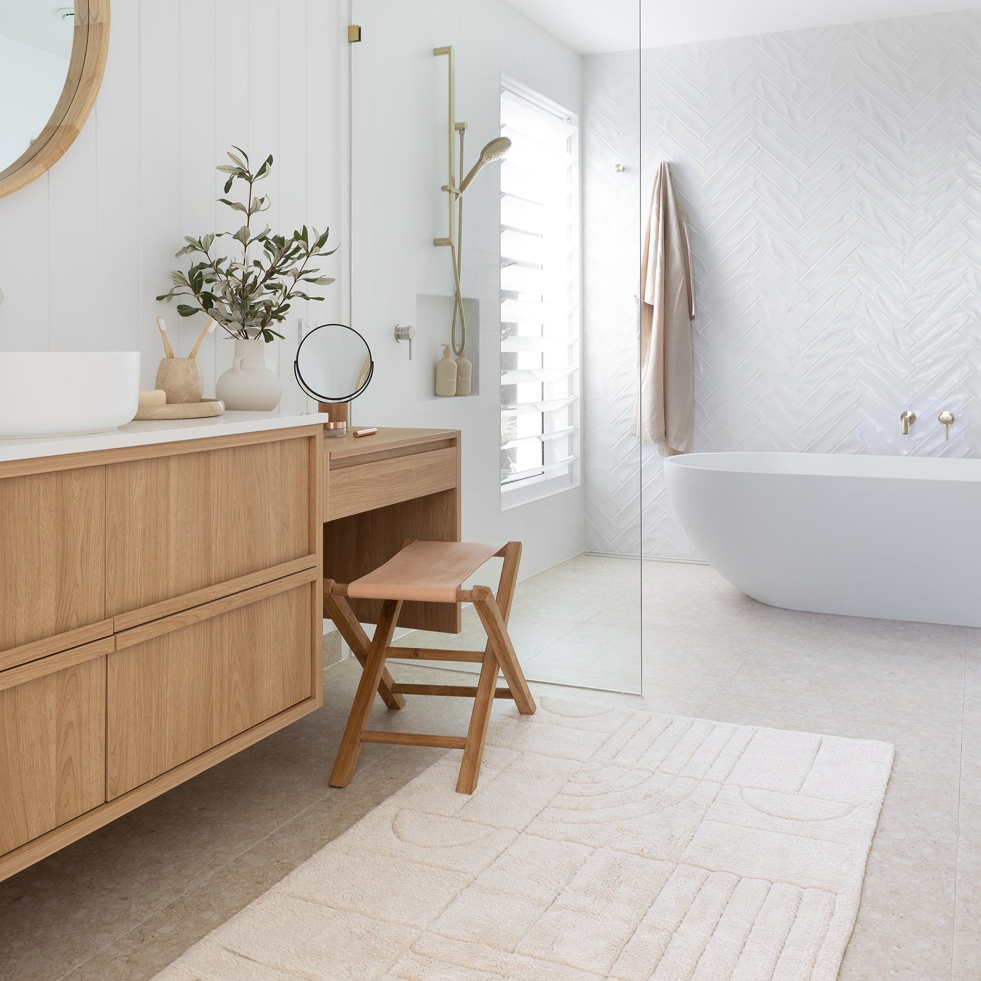 Luxurious bath runner / mat perfect for styling a double vanity, Magnolia Lane