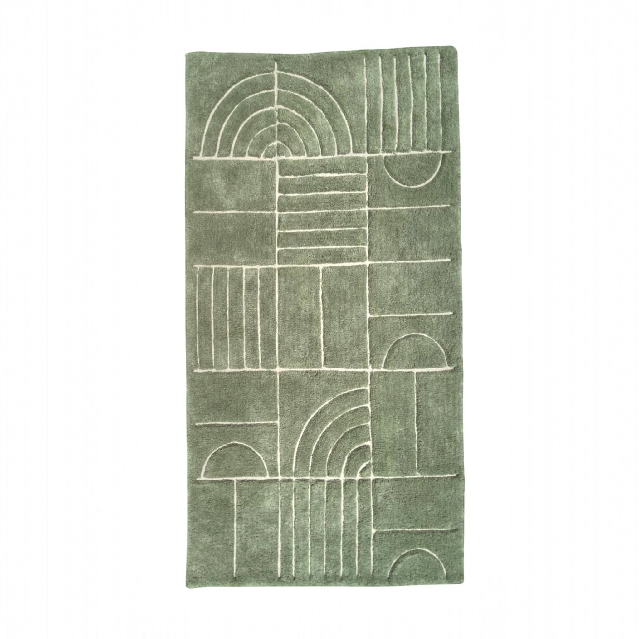 Extra large sage cotton bath runner – plush textured bath mat for double vanity