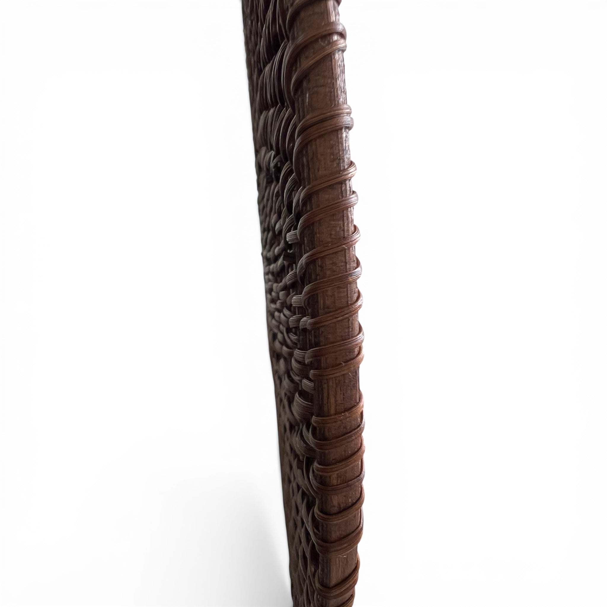 Handwoven espresso rattan placemat 30cm dark brown round woven table placemat by Magnolia Lane – side view