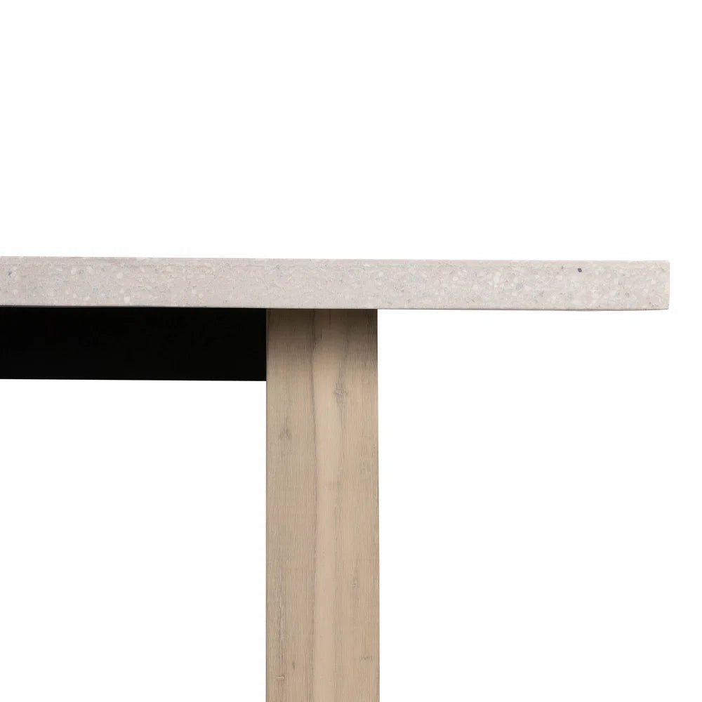 Close-up of Ivory Coast eTerrazzo dining table showing frame work