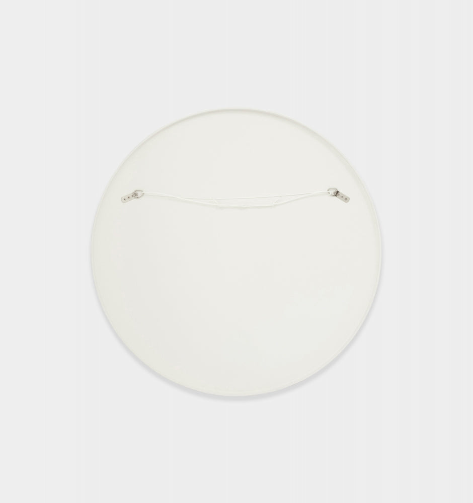 Flynn Round White Mirror – modern minimalist wooden mirror with soft matte white finish, available in multiple sizes, ideal for contemporary interiors-back view