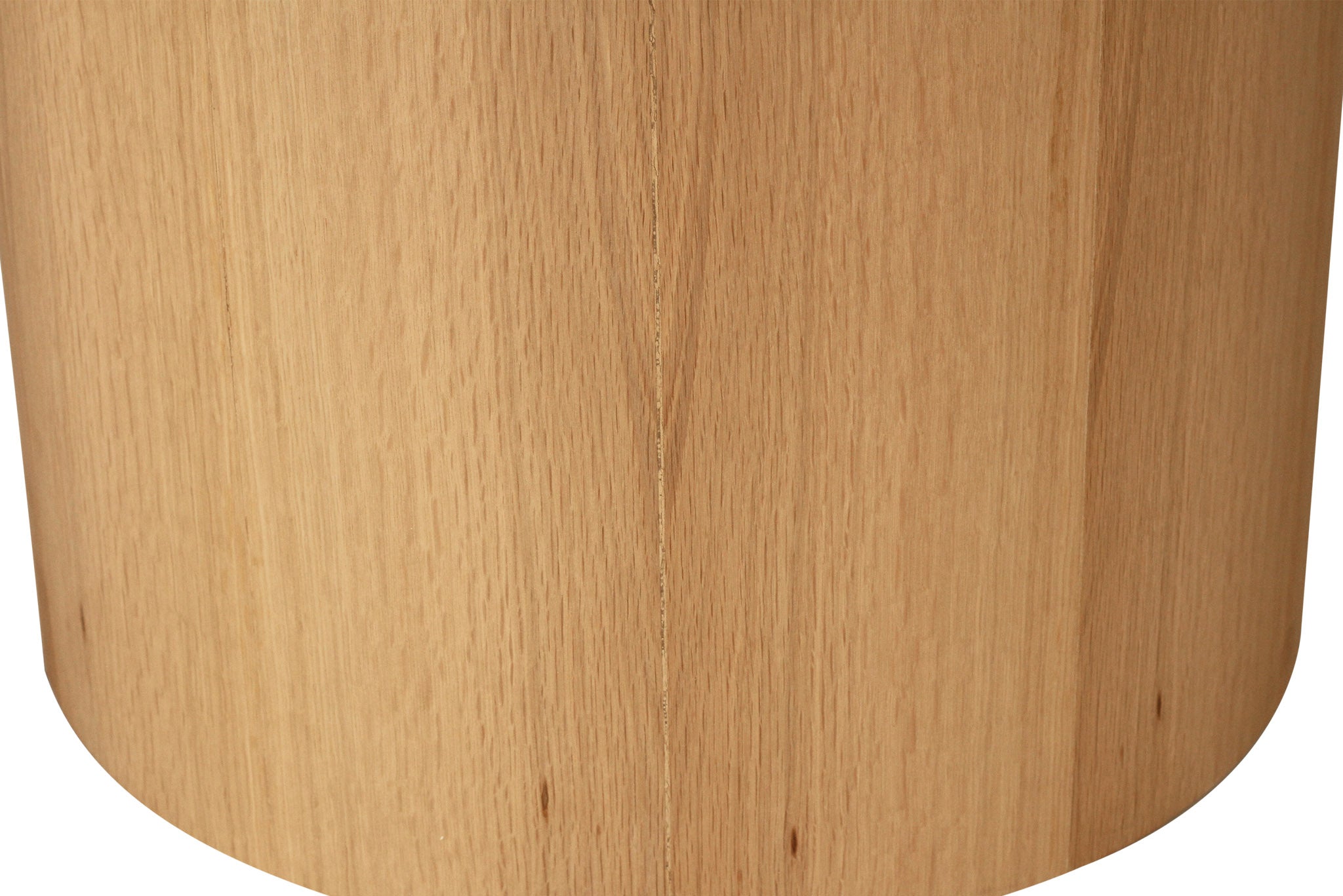 Fontaine Dining Table in solid American Oak with oak veneer base, handcrafted with fine sanded raw finish, modern coastal dining furniture for timeless interiors. Close up base.