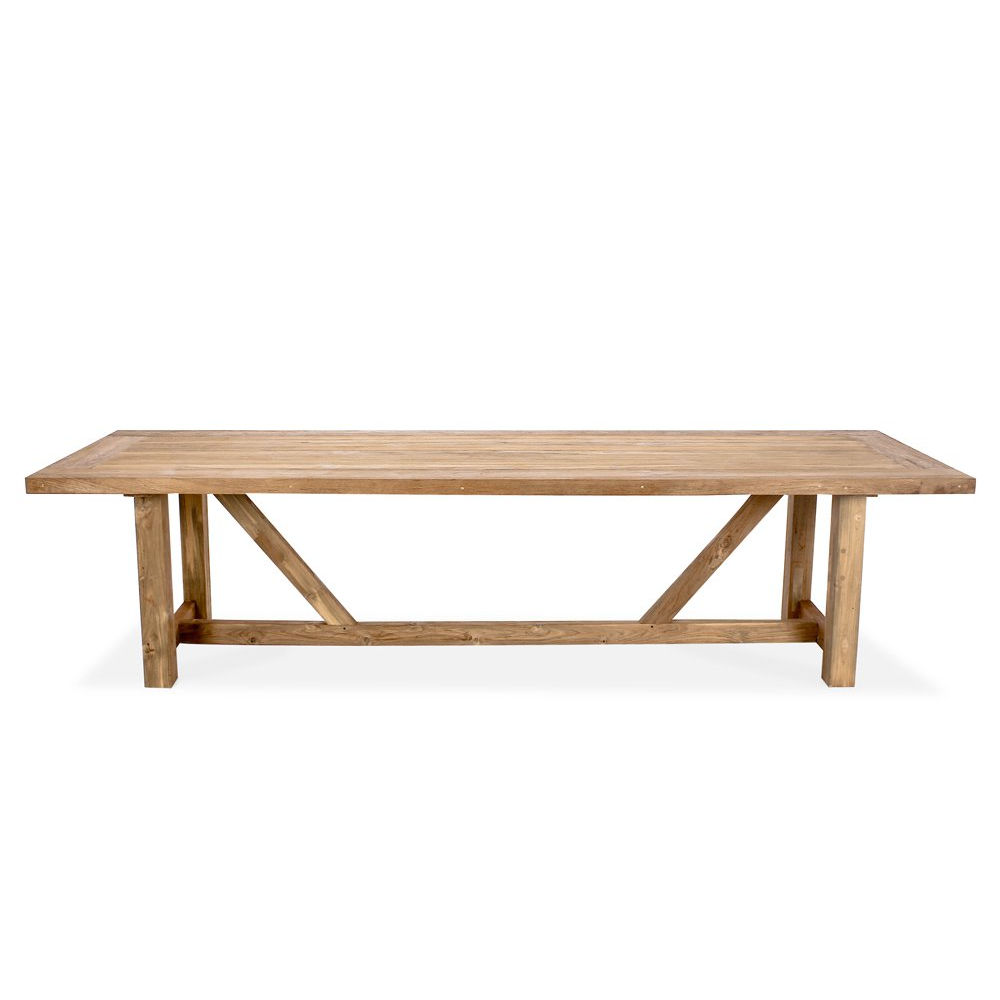 Gather reclaimed teak outdoor dining table, front view