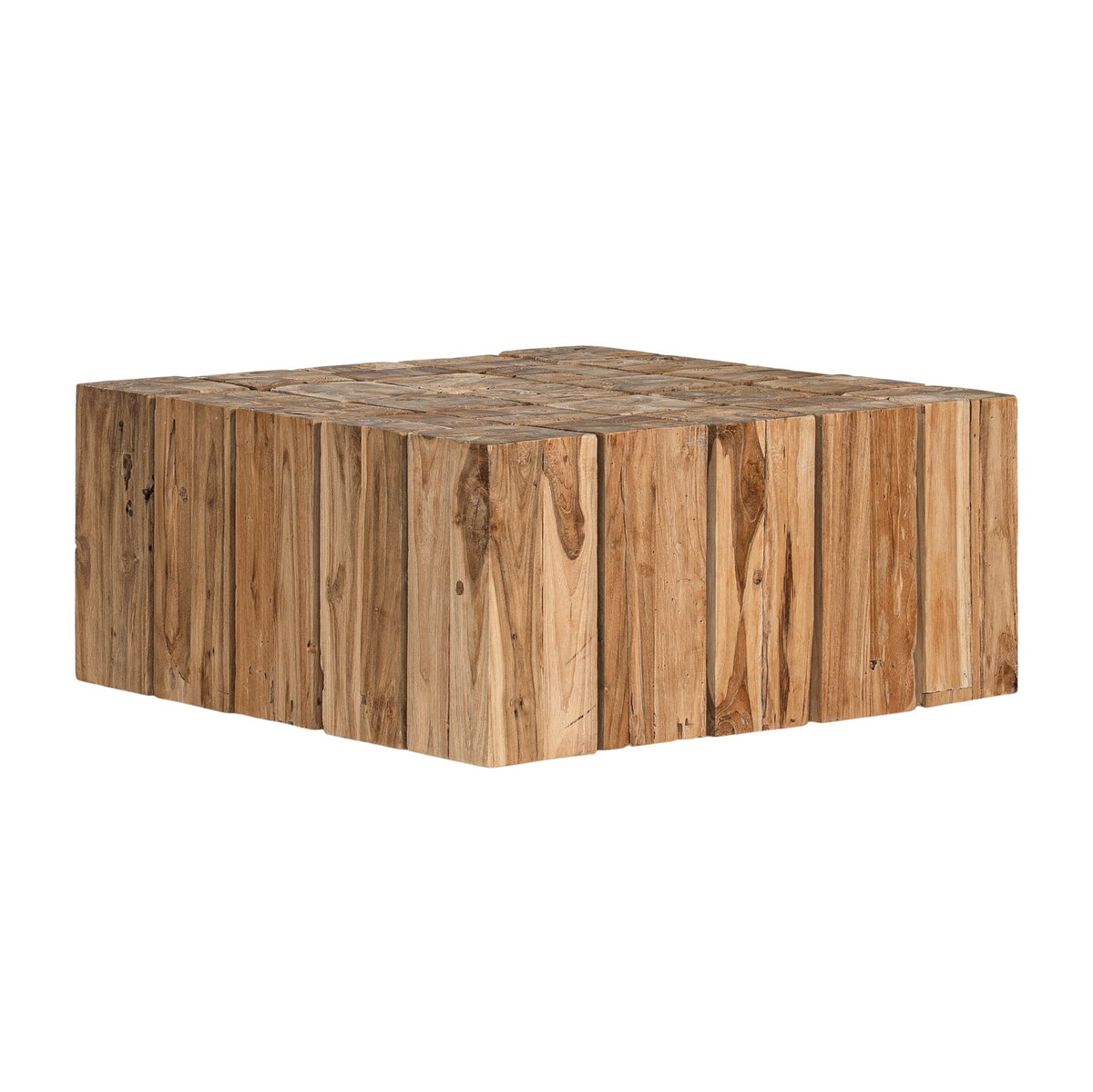 Hamali natural reclaimed teak coffee table, opposite angled view