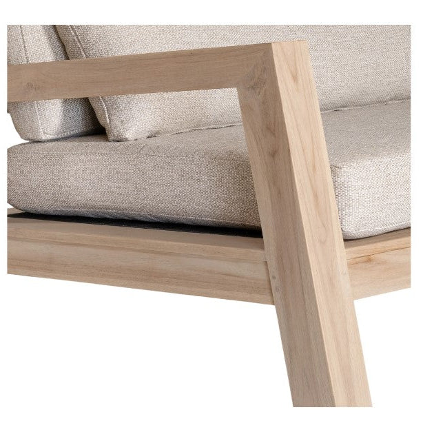 Harper one seater outdoor sofa in luxury natural Olefin fabric with reclaimed aged teak frame by Uniqwa Collections-cushion