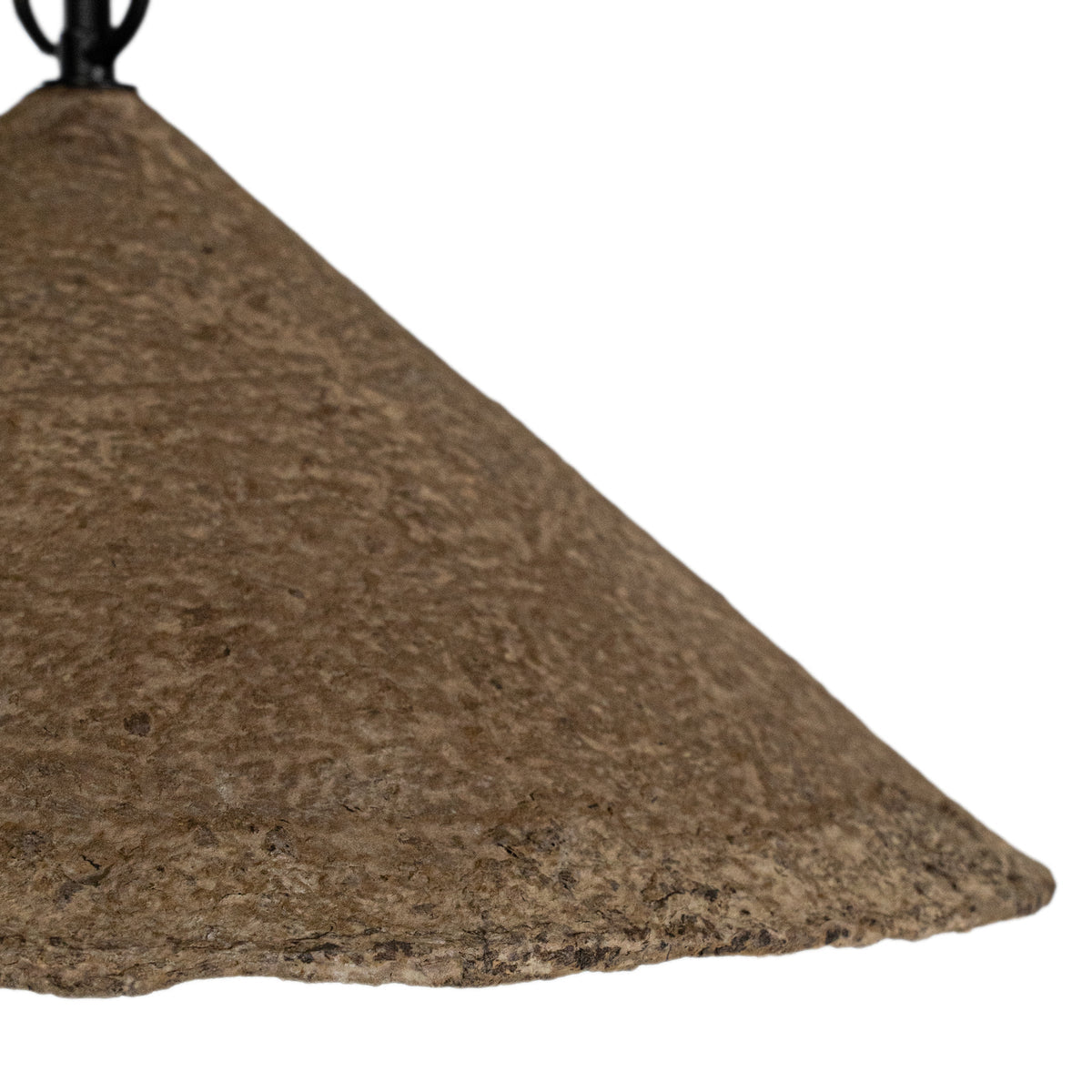 Close-up of the Khufu Pendant Large in Dark Roast finish highlighting handcrafted texture and tonal variation.