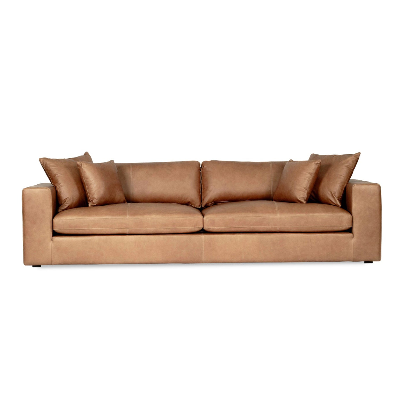 Lucca Four Seater Sofa in trend saddle tan leather with sleek, sophisticated design