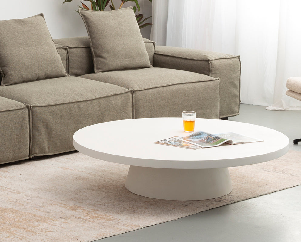 Oasis Coffee Table styled in a contemporary Australian living room with neutral furnishings and layered textures.