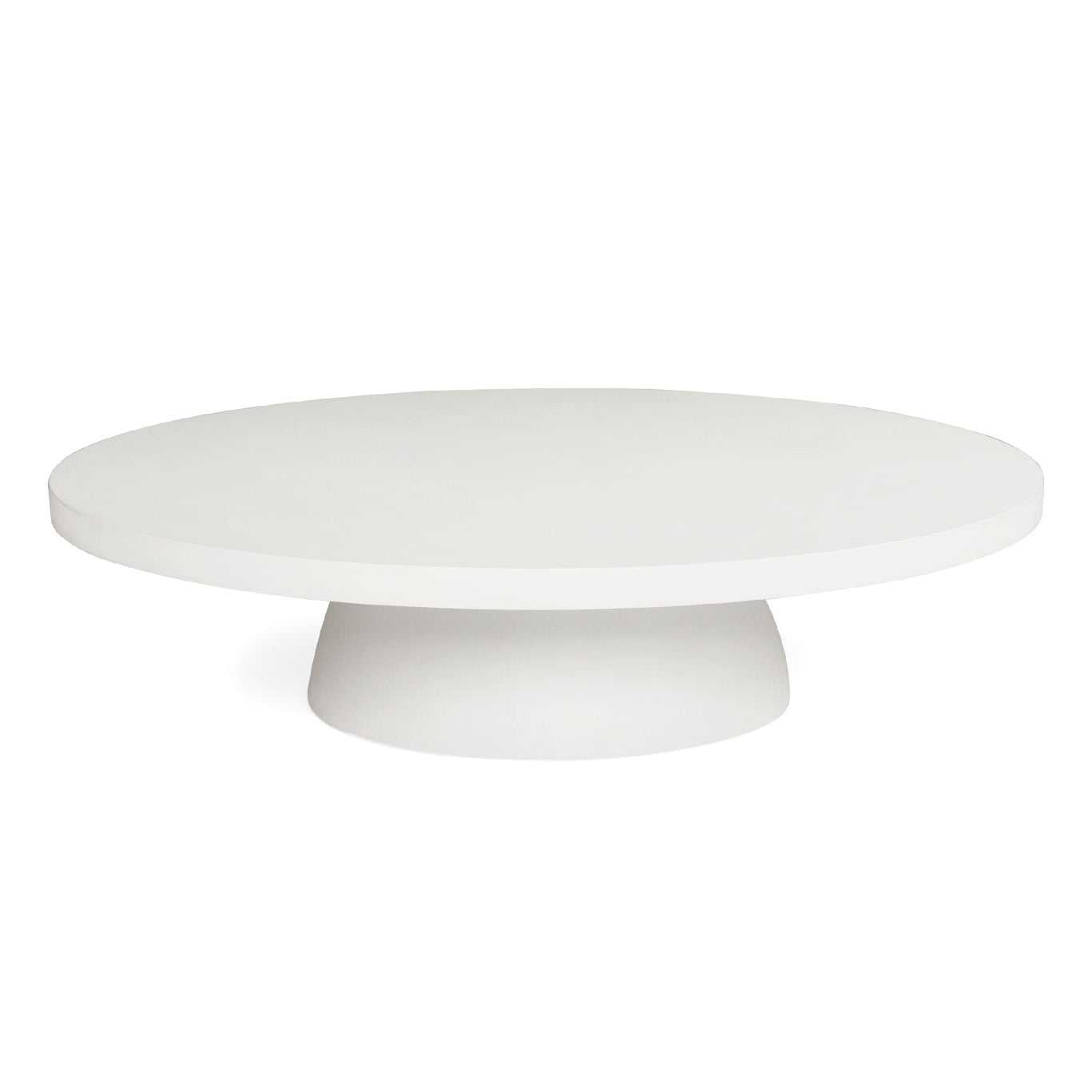 Oasis Coffee Table with generous 120cm round tabletop in whitemicrocement - top tilt view
