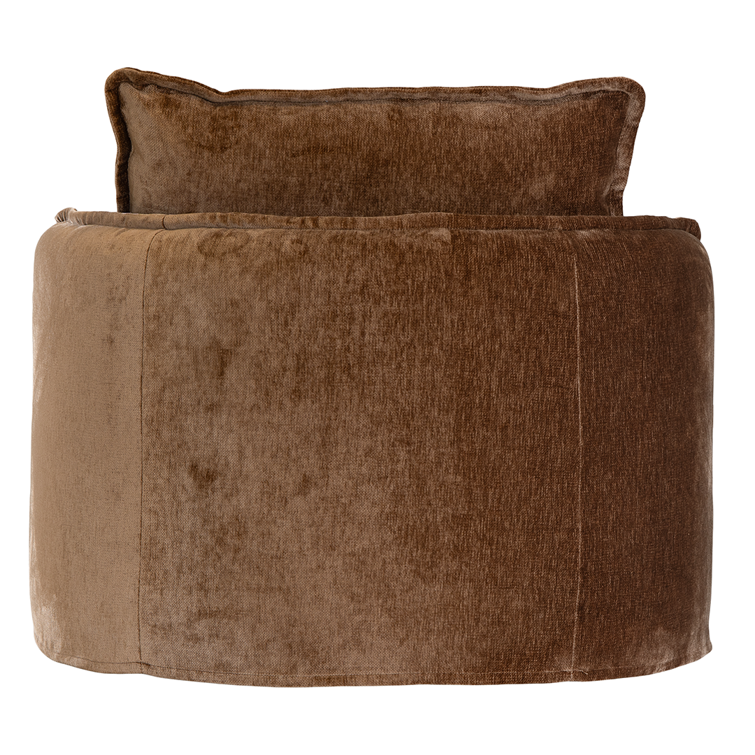 Bronze Sabora Swivel Chair featuring deep cushioning, rounded arms and swivel functionality. Back view.