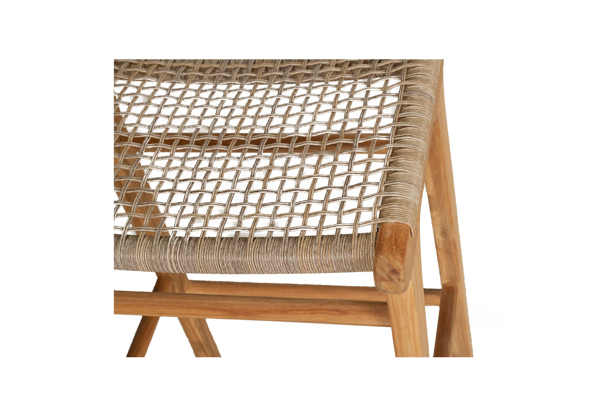 Stradbroke Backless Counter Stool made from solid Teak with woven Viro outdoor cord seat, minimalist design for indoor or outdoor use 5