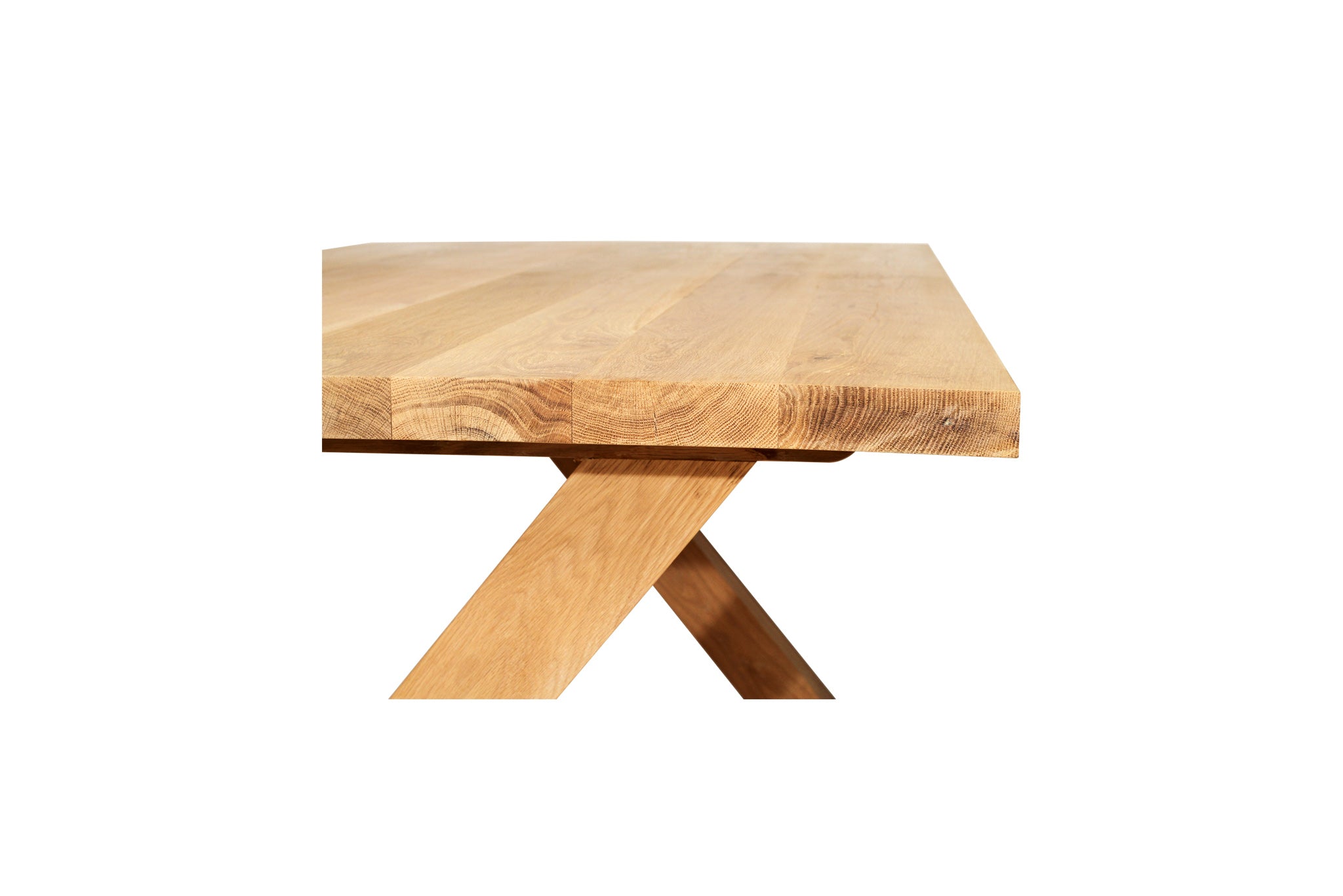 Surfer Dining Table made from premium A-Grade American Oak with a natural raw finish, perfect for elegant Sunday meals with family. Top view