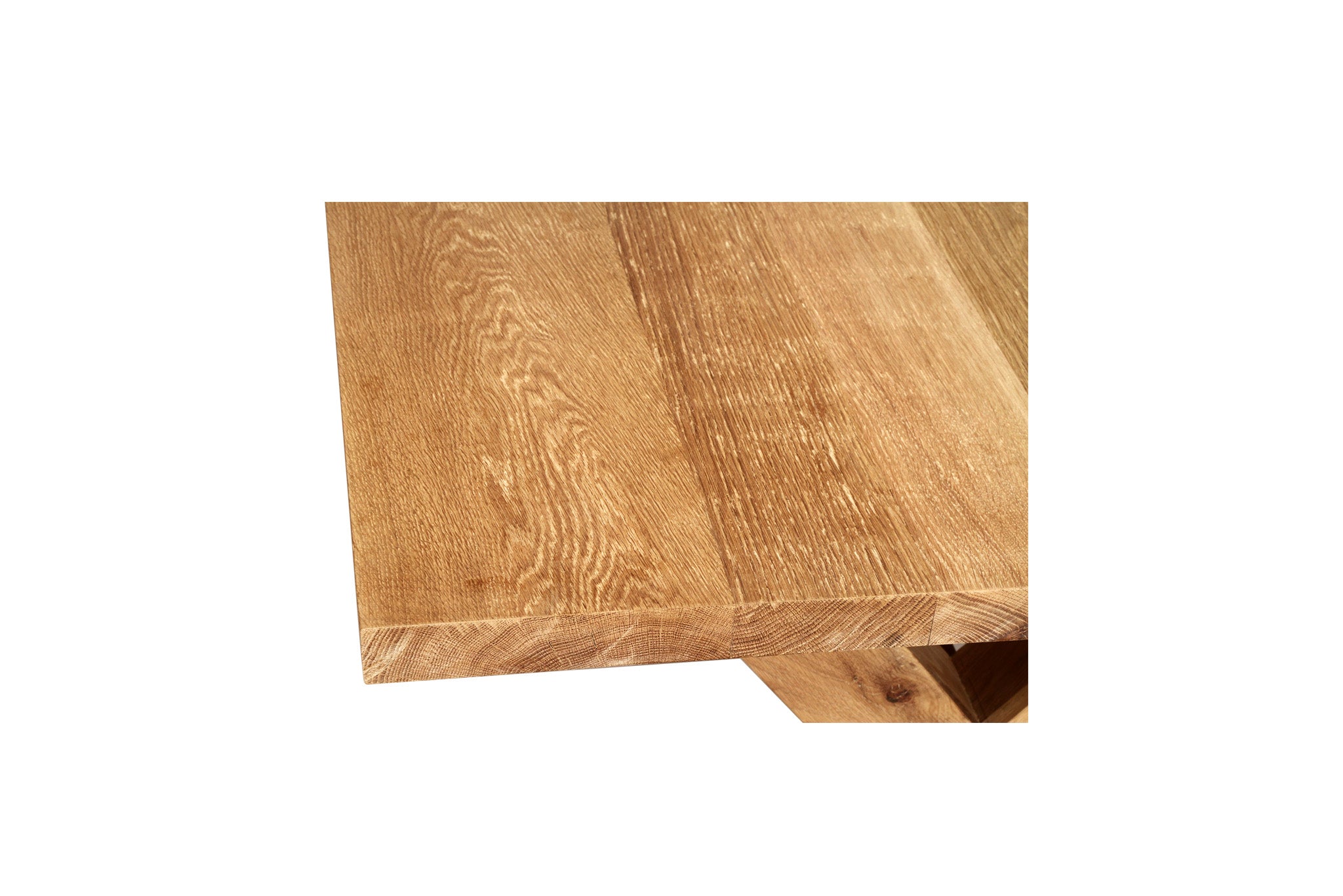 Surfer Dining Table made from premium A-Grade American Oak with a natural raw finish, perfect for elegant Sunday meals with family. Table top view