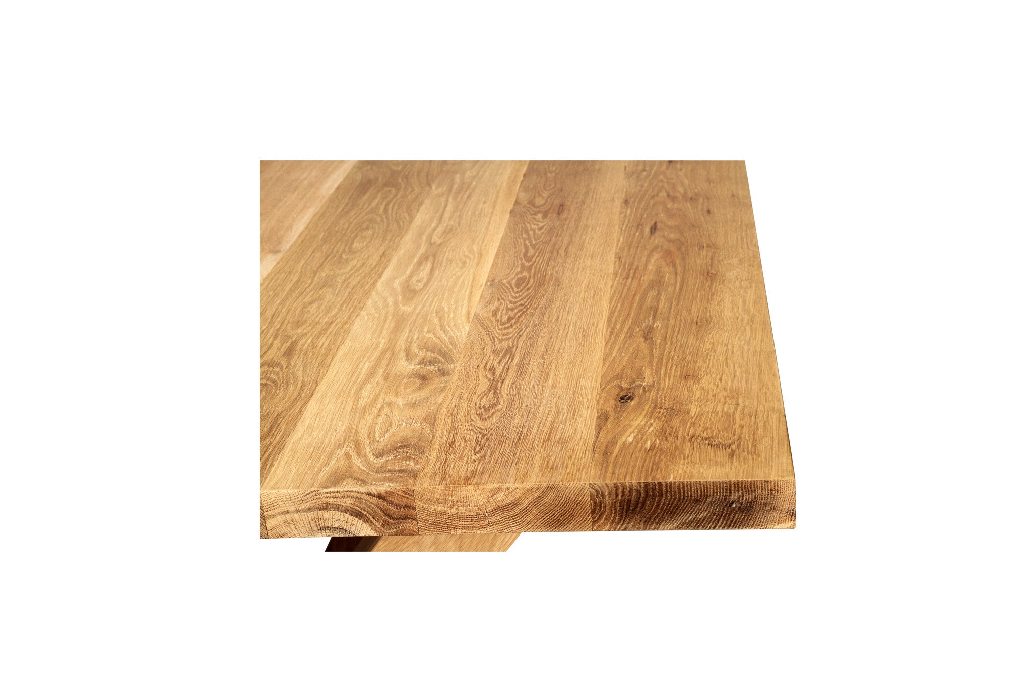 Surfer Dining Table made from premium A-Grade American Oak with a natural raw finish, perfect for elegant Sunday meals with family. Table top view 1