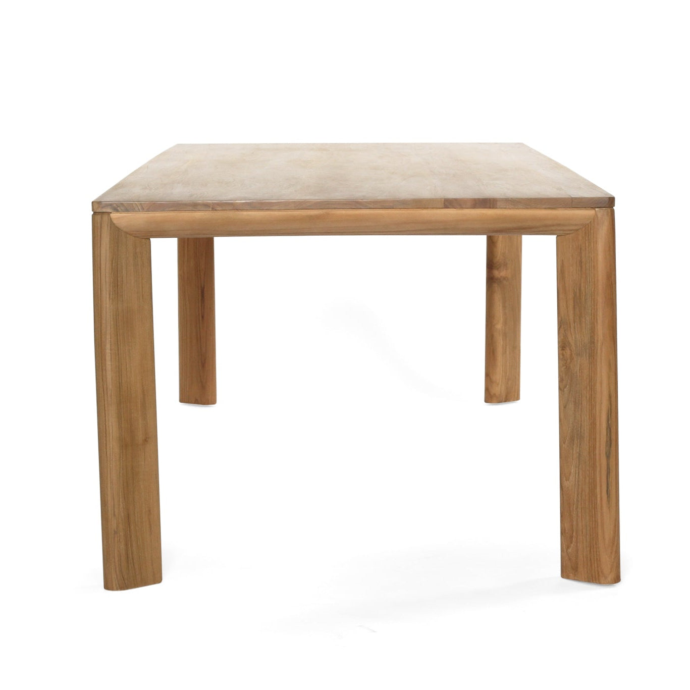 Large solid teak dining table with minimalist contemporary profile-Table top and end view