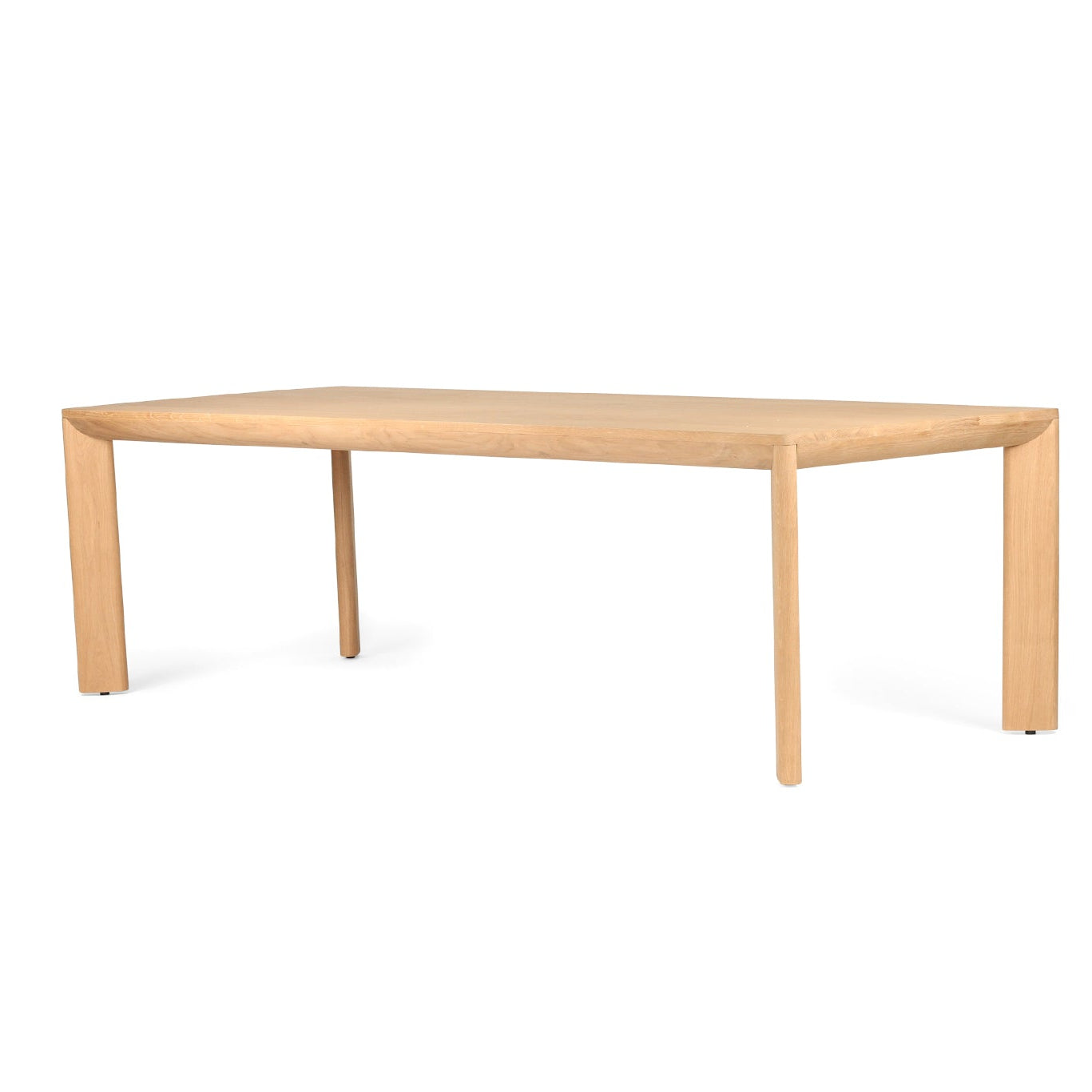 Great Dining Table made from solid American Oak with a raw Osmo PolyX finish, designed as a durable and elegant dining centerpiece. Side angle
