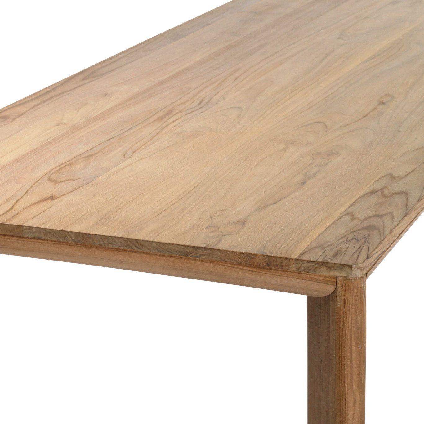 Close-up of brushed solid teak timber detailing on The Great Dining Table