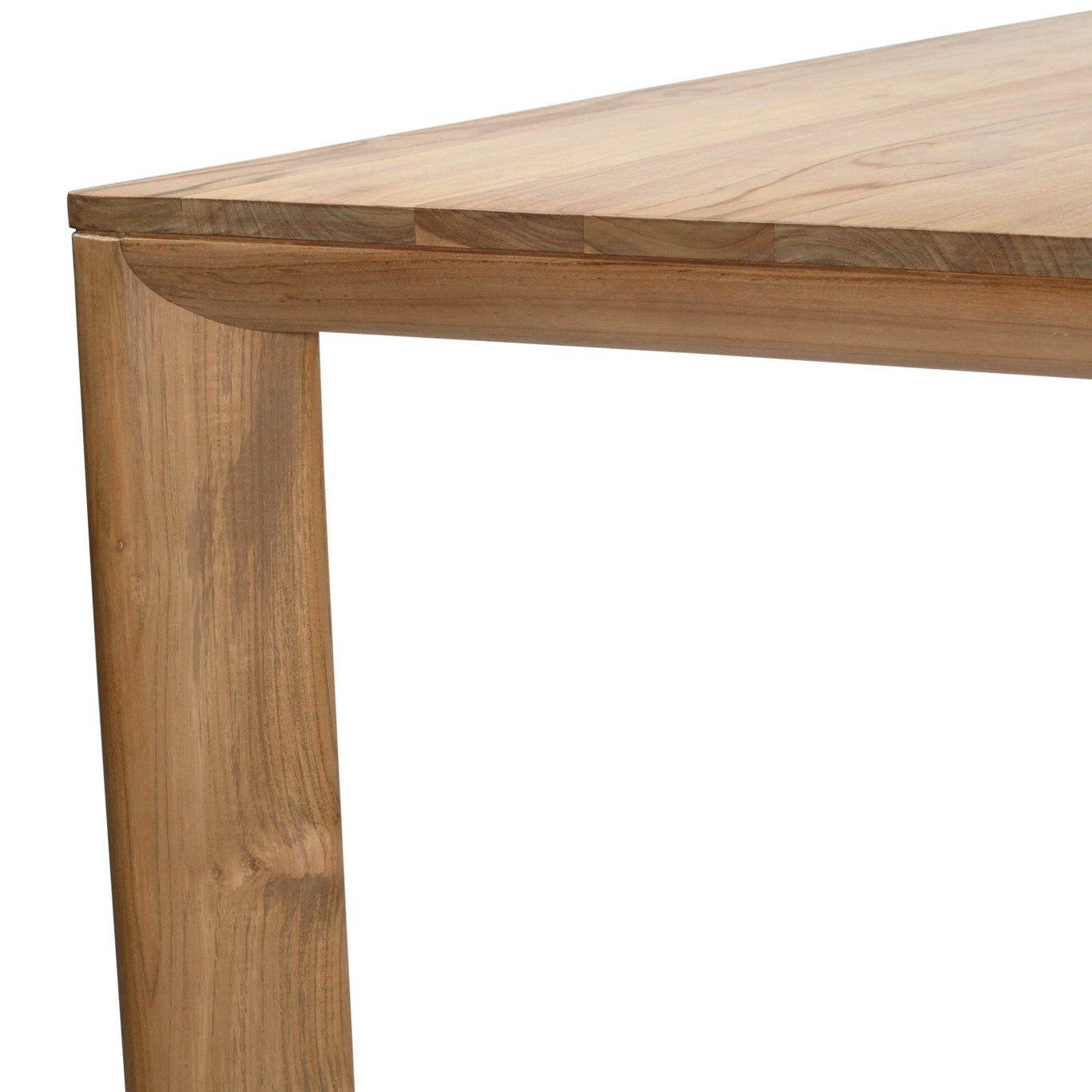 Solid teak leg detail on The Great Dining Table with matte natural finish