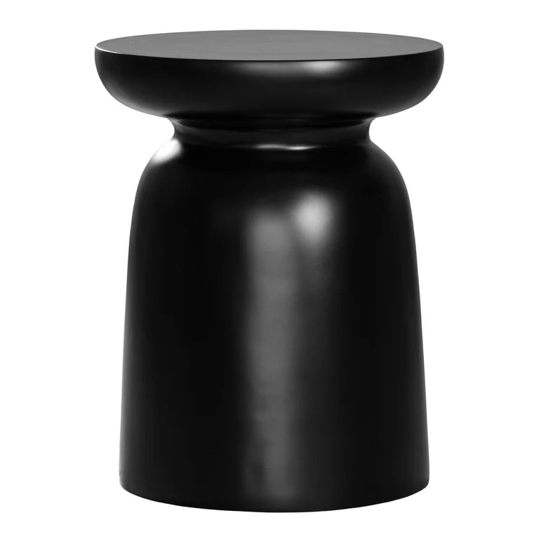 Akoni Large Side Table in black resin by Uniqwa Collections, mid-century inspired design, lightweight and durable, perfect for modern indoor or outdoor spaces.