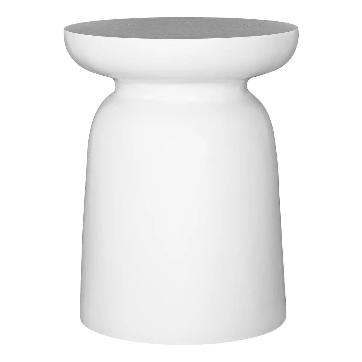 Akoni Large Side Table in white resin by Uniqwa Collections, mid-century inspired design, lightweight and durable, perfect for modern indoor or outdoor spaces.