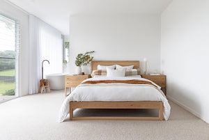 Vaucluse timber bed, Magnolia Lane styled modern bedroom