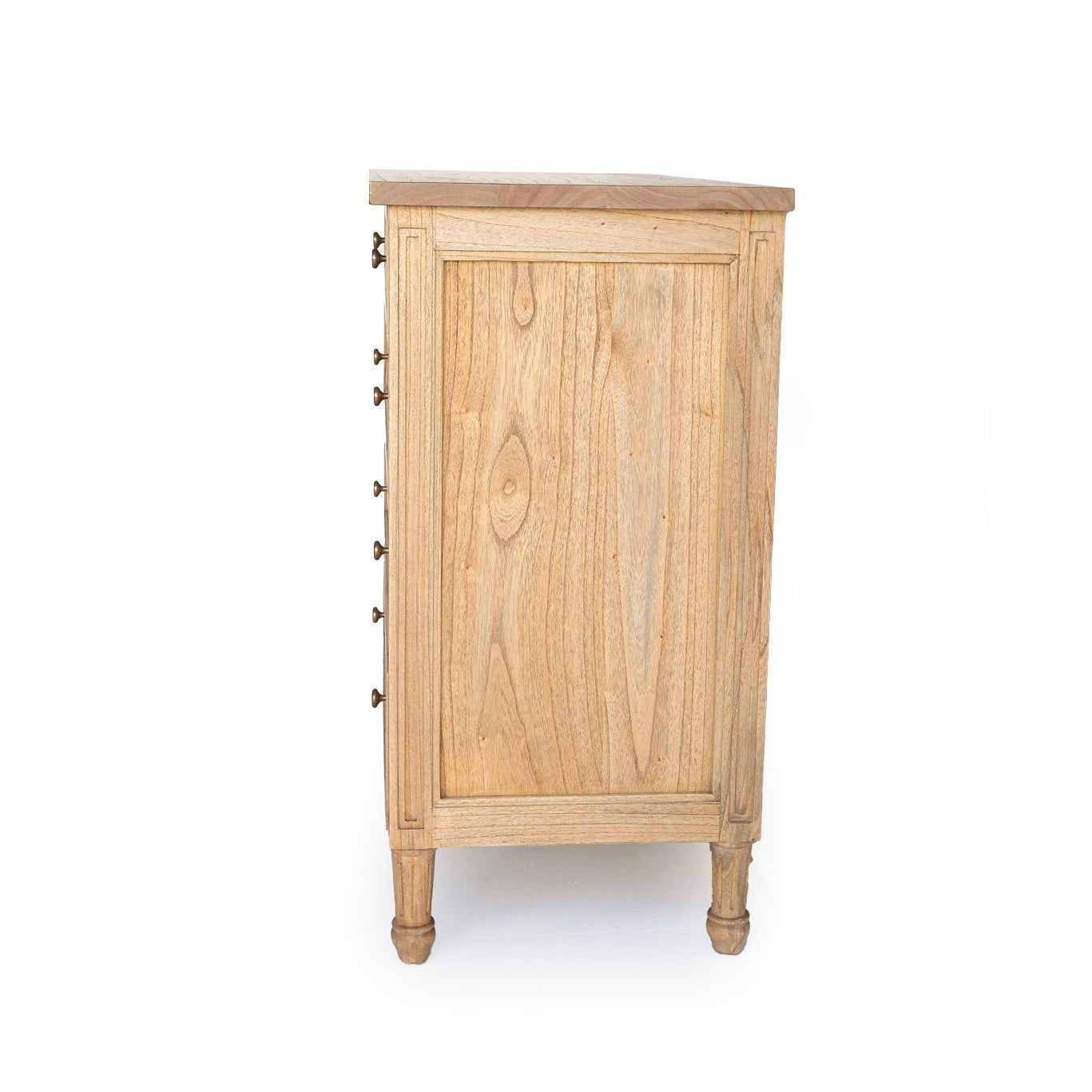 Whitsunday 5 drawer dresser in white cedar with weathered oak finish - side view