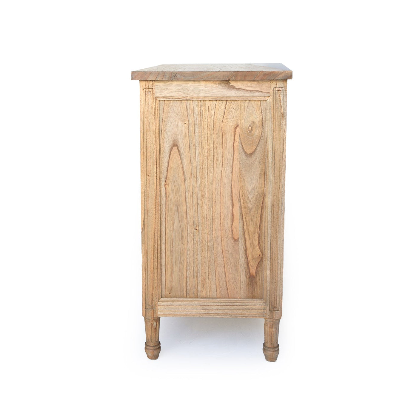 Whitsunday 9 drawer dresser in white cedar with weathered oak finish side view