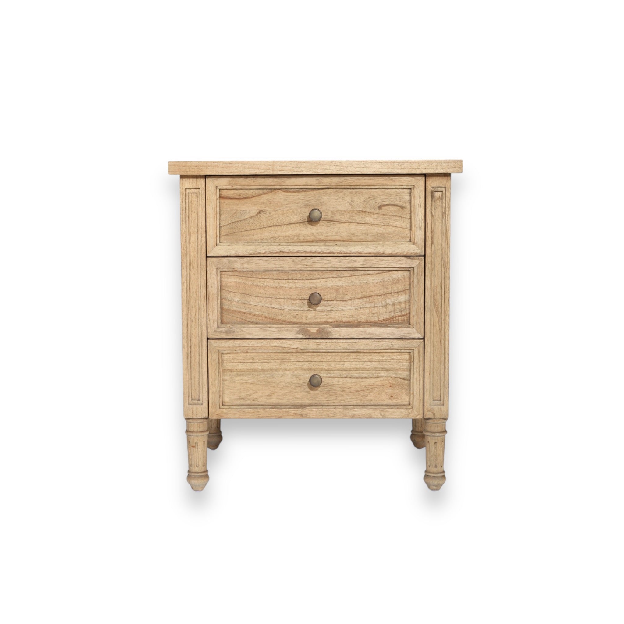 Whitsunday 3 drawer bedside table in weathered oak, Magnolia Lane modern coastal style bedroom furniture