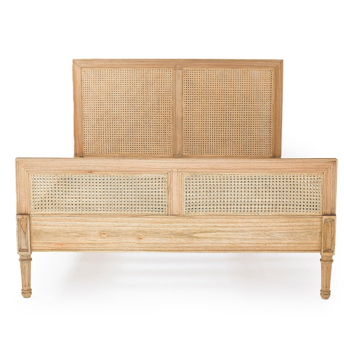 Whitsunday teak and rattan bed in modern coastal Hamptons style, Magnolia Lane