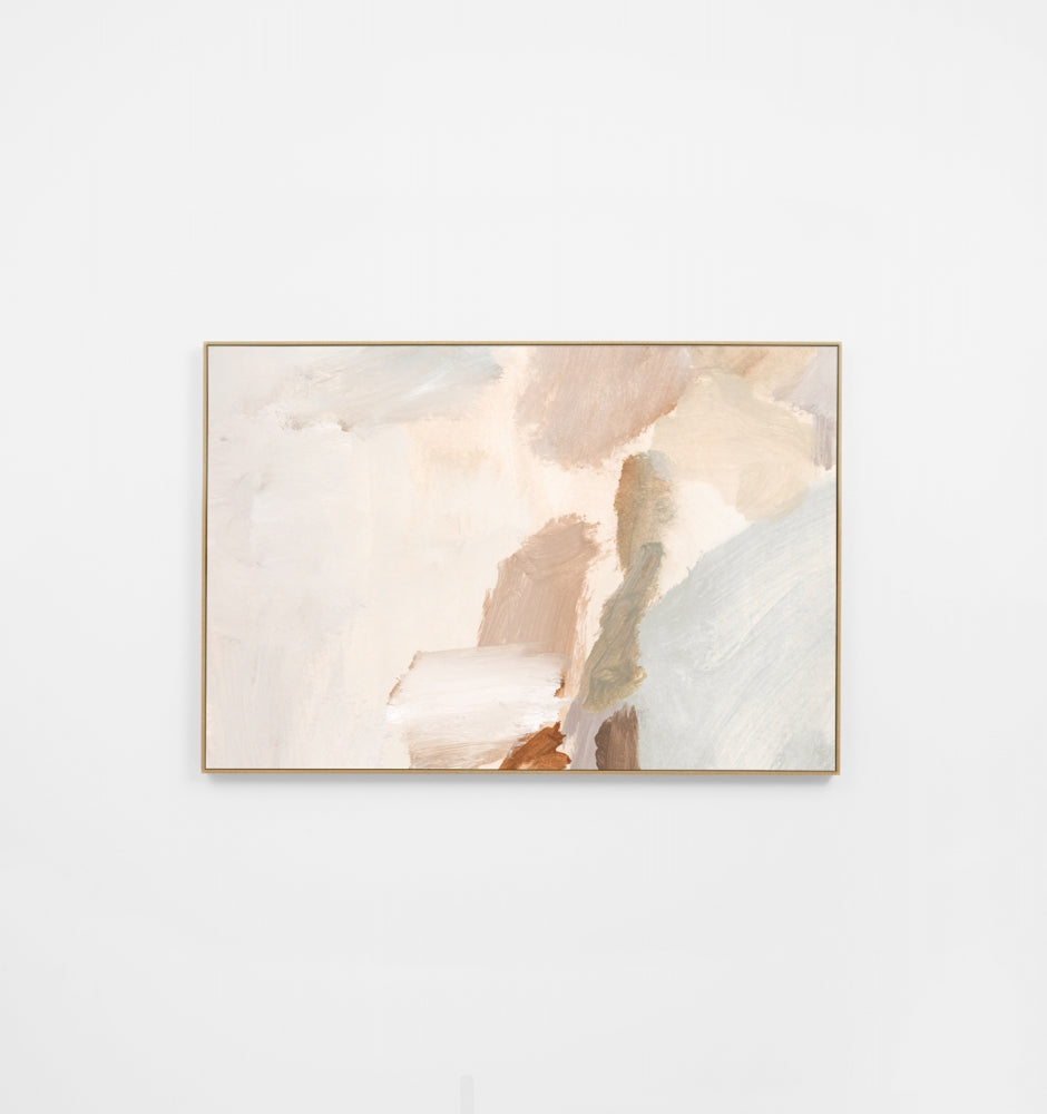 Winona Natural 1 Canvas – modern abstract artwork printed on stretched canvas, available framed or unframed, ready to hang, handcrafted in Melbourne - horitzonal perspective
