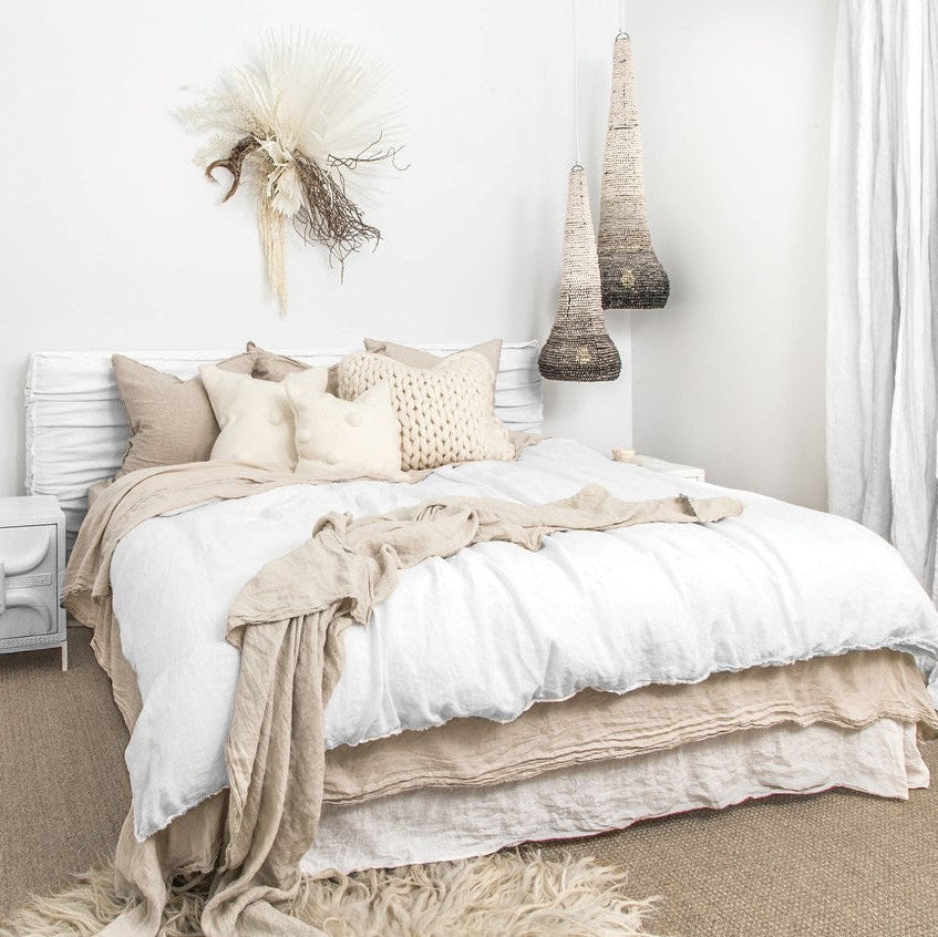 Linen upholstered bed by Uniqwa, Magnolia Lane coastal luxe bedsuite