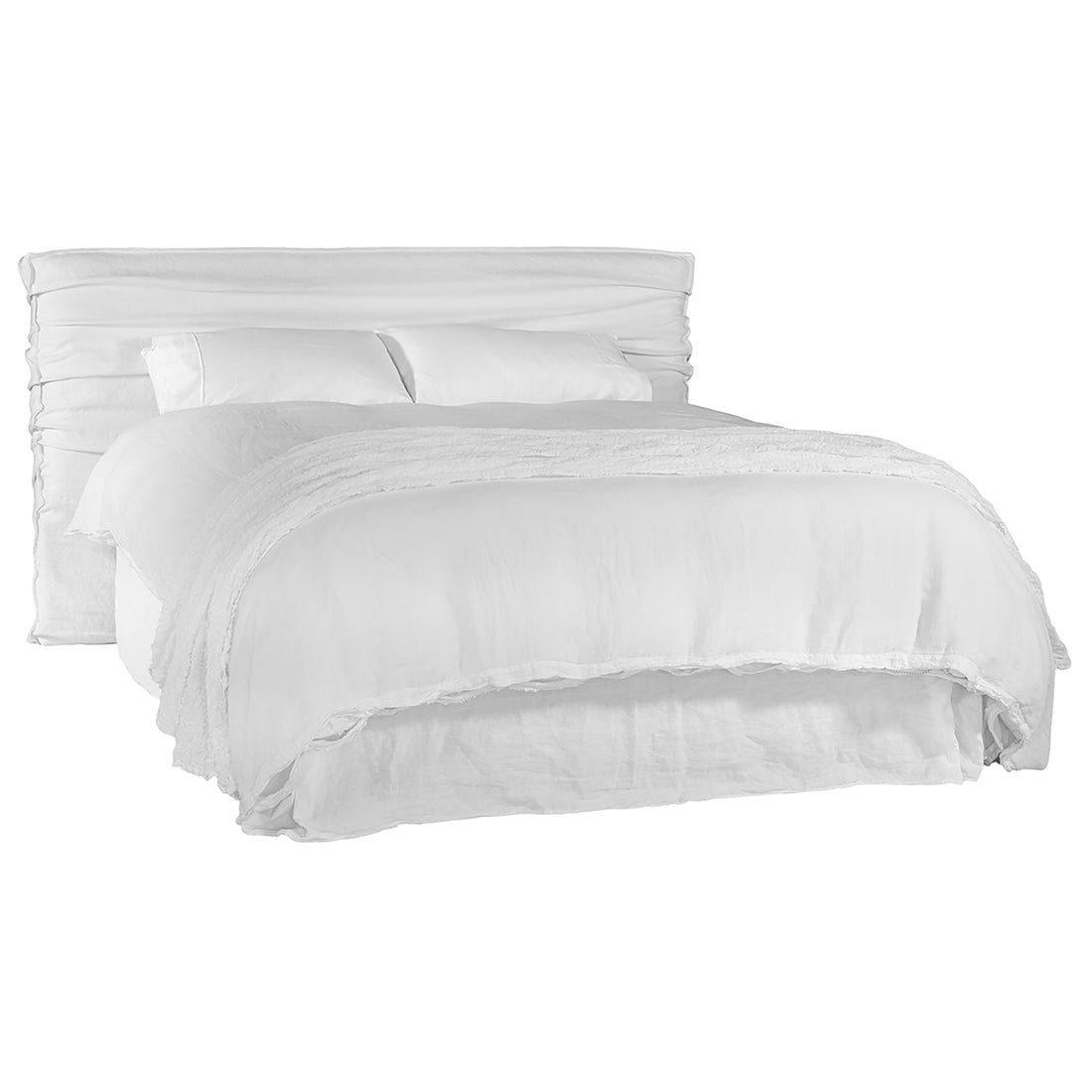 Zulu upholstered linen bedhead in white by Uniqwa, Magnolia Lane Coastal luxe bedroom