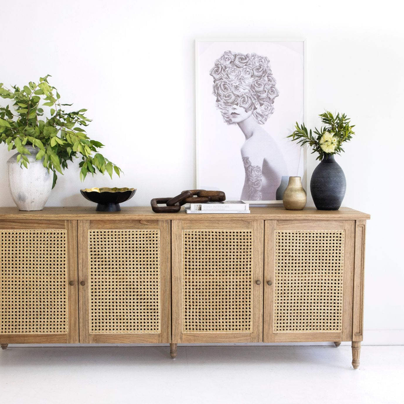 Plantation Four Door Sideboard | Weathered Oak - Magnolia Lane
