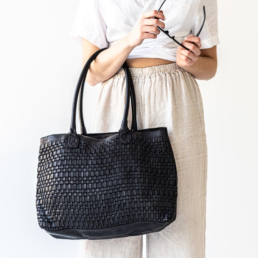 Woven Tote | Black - Juju & Co - Magnolia Lane