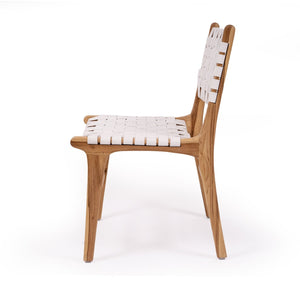 Woven leather dining chair in White, Magnolia Lane 3